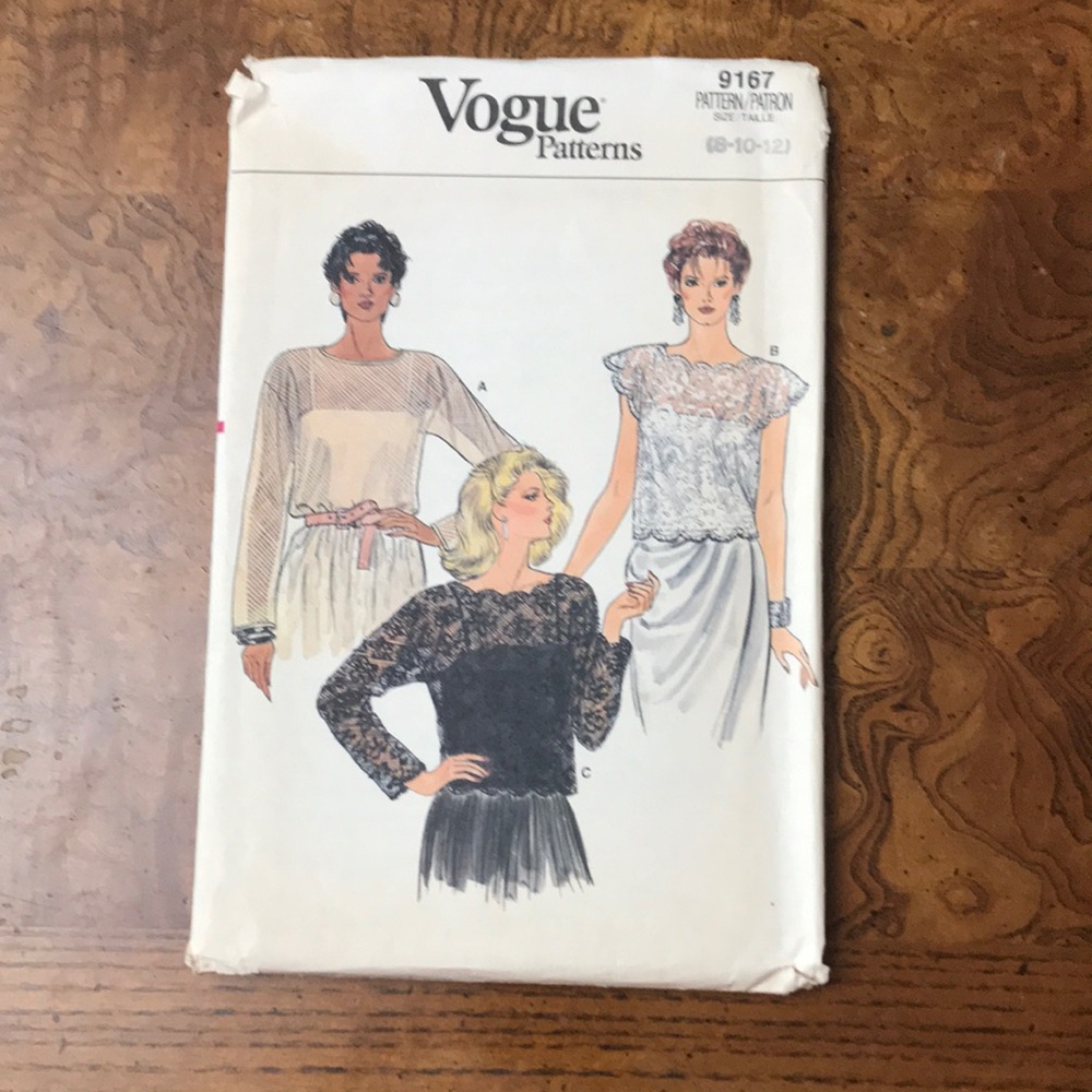 80's UNCUT Vogue 9167, Misses' Lace Top and Camisole Sewing Pattern Sz 8 10 12